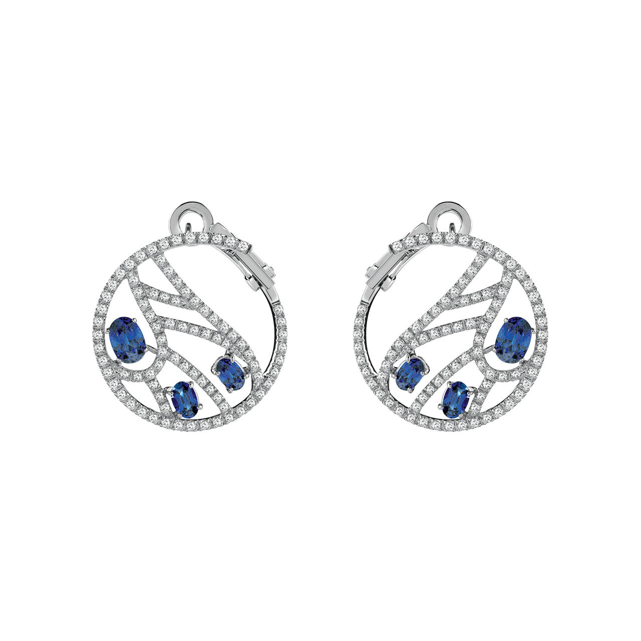 Damiani Battito D'Ali White Gold Blue Sapphire And Diamond Earrings image number 0