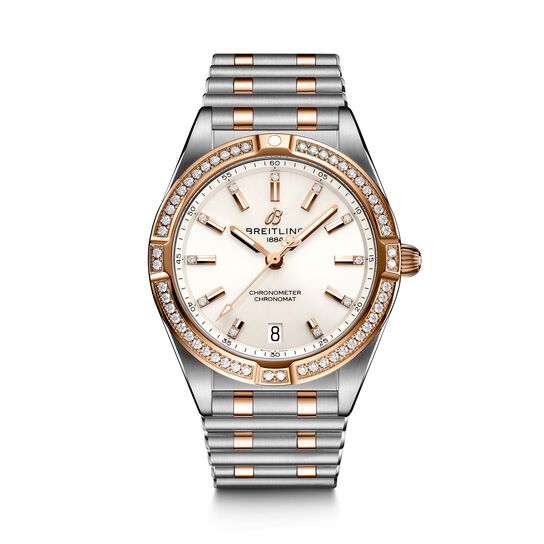 maison birks breitling chronomat quartz 32 steel 18kt rose gold white diamonds u77310591a1u1 image number 0