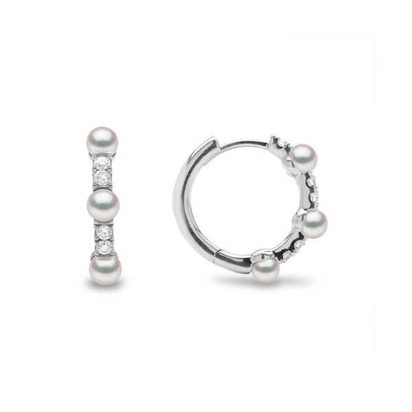Boucles d'oreilles Eclipse en or blanc avec perles et diamants