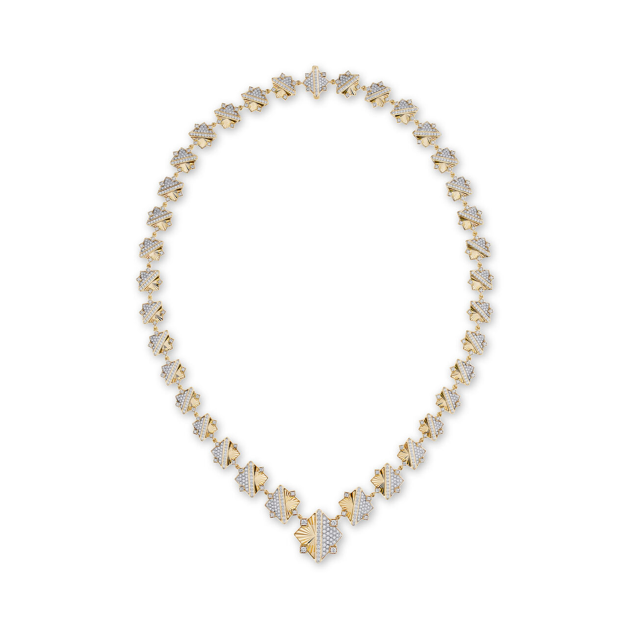 Birks Muse Exceptional Guilloché Yellow Gold and Diamond Necklace image number 0