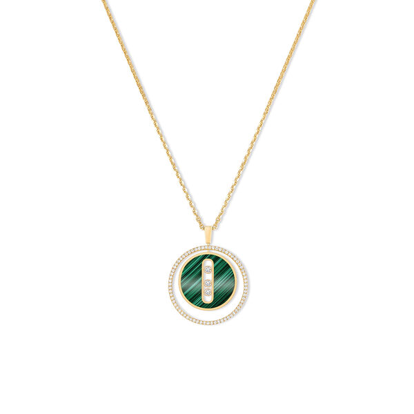 Pendentif Lucky Move en or jaune, malachite et diamants, moyen modèle