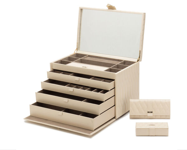Coffret à bijoux Caroline ivoire, modèle très grand