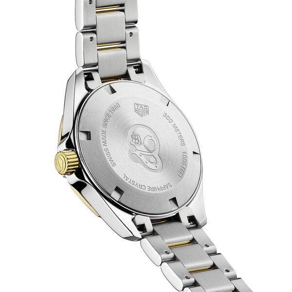 Aquaracer 32 mm quartz en acier inoxydable et plaqué or jaune avec diamants