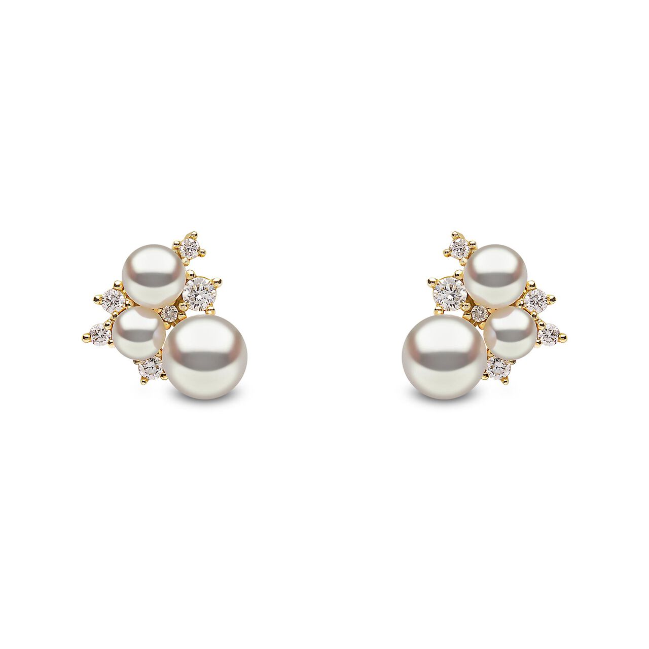 yoko london trend yellow gold 3 pearls diamond earrings tem0228 6f front image number 0