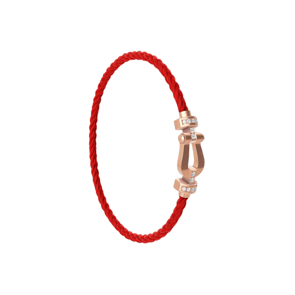 Bracelet cable Force 10 en or rose avec pav&eacute; de diamants, mod&egrave;le moyen