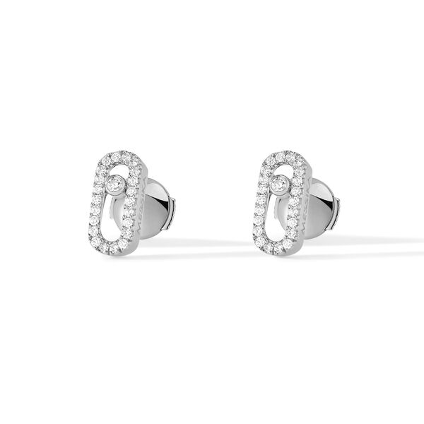 Move Uno Small White Gold and Diamond Pavé Stud Earrings