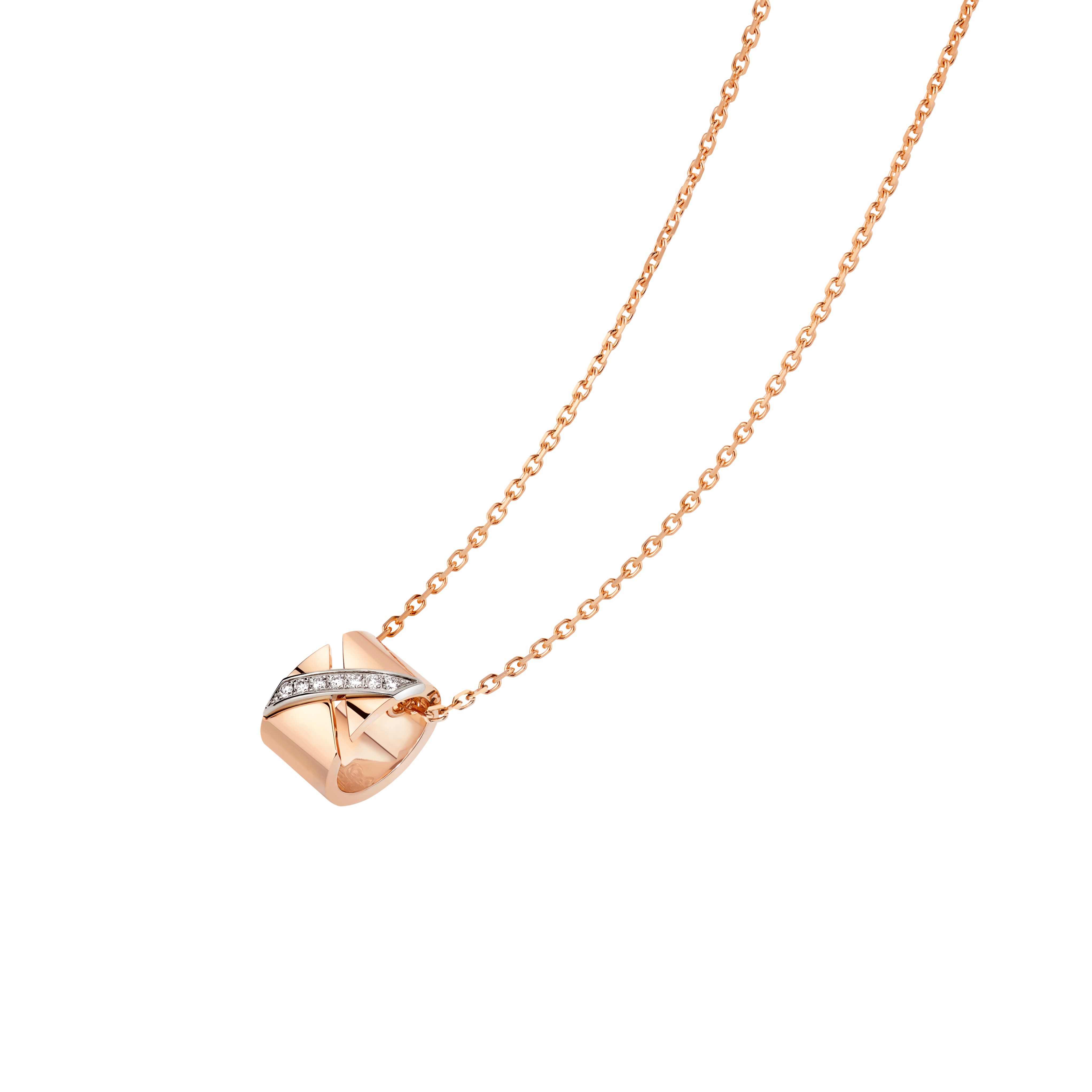Liens Évidence Rose Gold and Diamond Pavé Pendant
