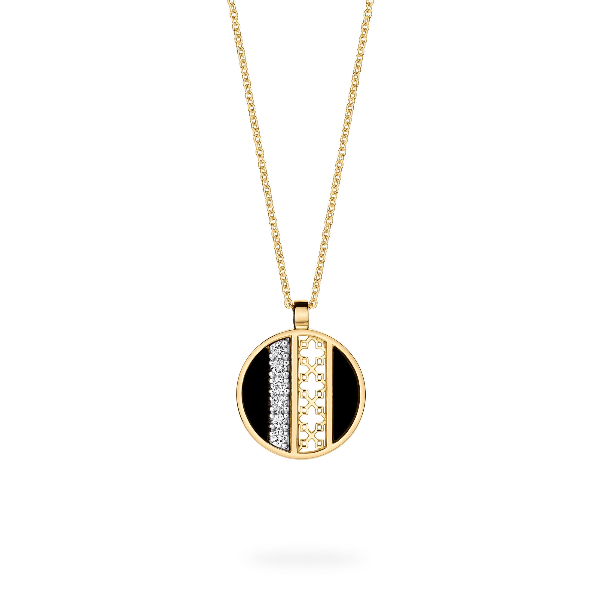 Onyx and Diamond Medallion Pendant, Mini (10 mm)