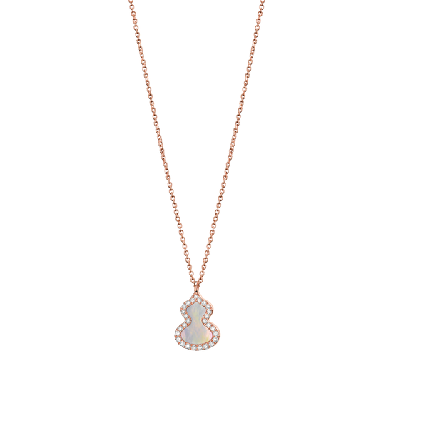 Wulu Petite Rose Gold, Mother-of-Pearl and Diamonds Pavé Pendant