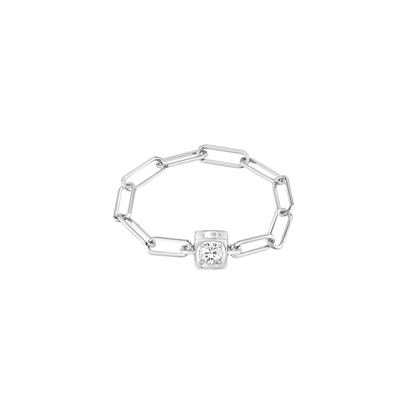 Le Cube Diamant White Gold and Diamond Chain Ring