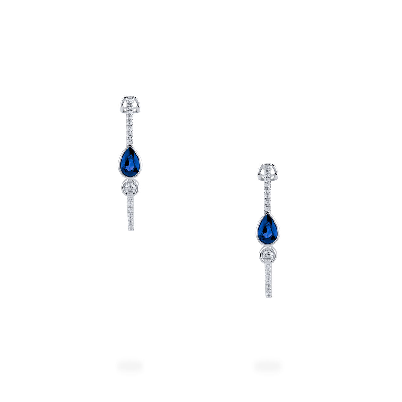 Splash Diamond and Sapphire Medium Hoop Earrings image number 1