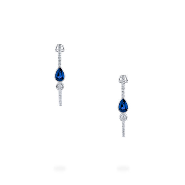 Diamond and Sapphire Medium Hoop Earrings