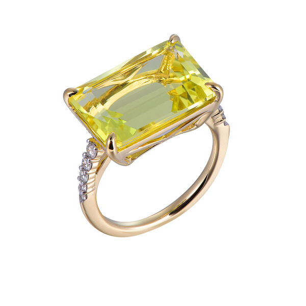 Bague Quartz Citron en Or Jaune