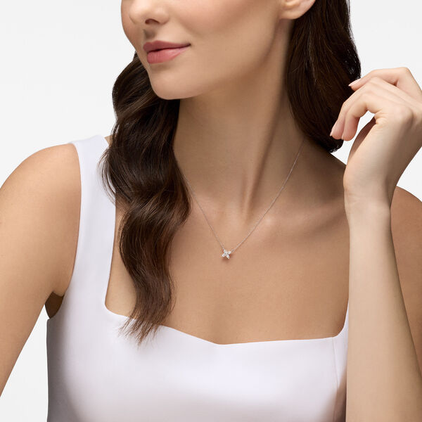 Floral Diamond Necklace in White Gold