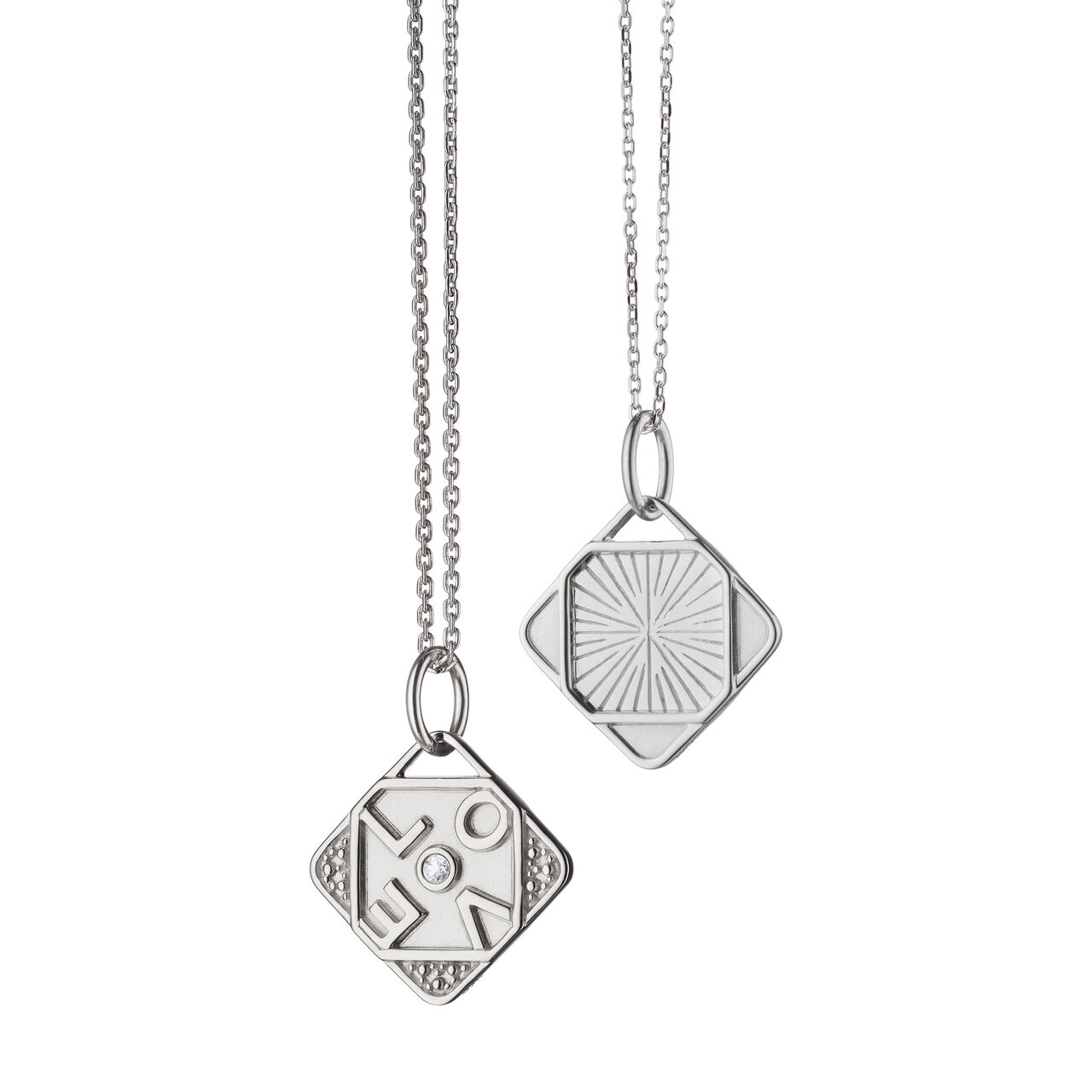  Monica Rich Kosann Modern Charm Mini Love Silver and White Sapphire Pendant Open image number 1