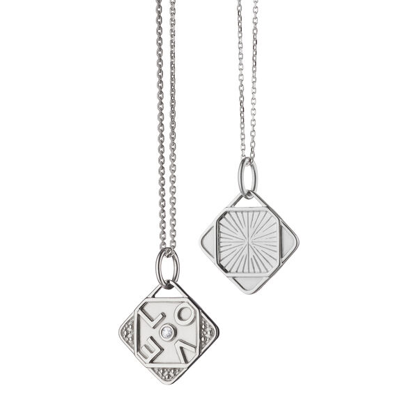 Pendentif Modern Charm Mini Love en argent avec saphir blanc