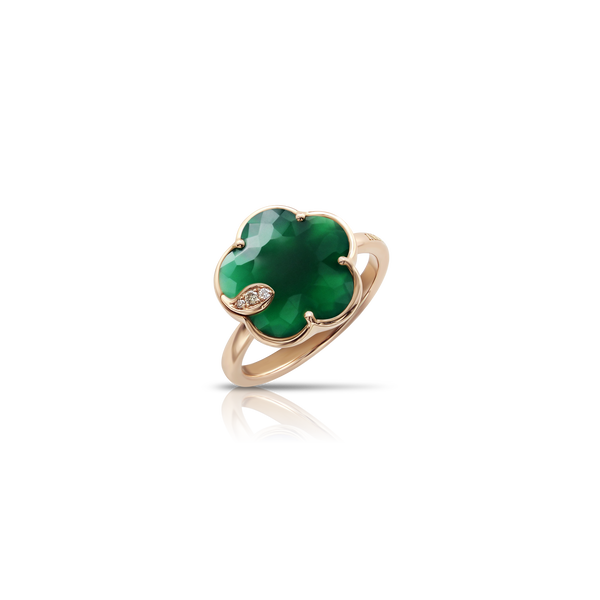 Petit Joli Rose Gold, Green Agate and Diamond Ring