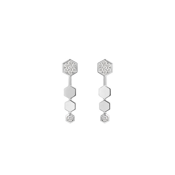 Bee De Chaumet White Gold and Diamond Drop Earrings