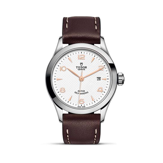 Tudor 1926 Boîtier en acier 28 mm^ cadran blanc^ bracelet en cuir brun image number 0