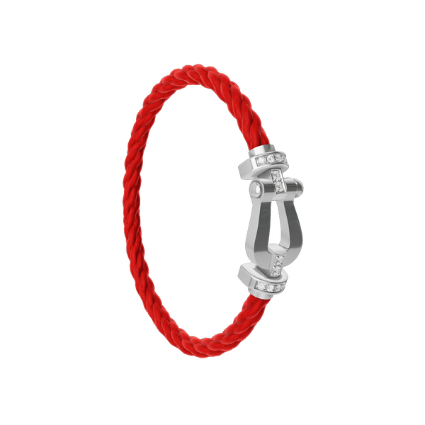 Force 10 Large White Gold and Diamond Pavé Cable Bracelet