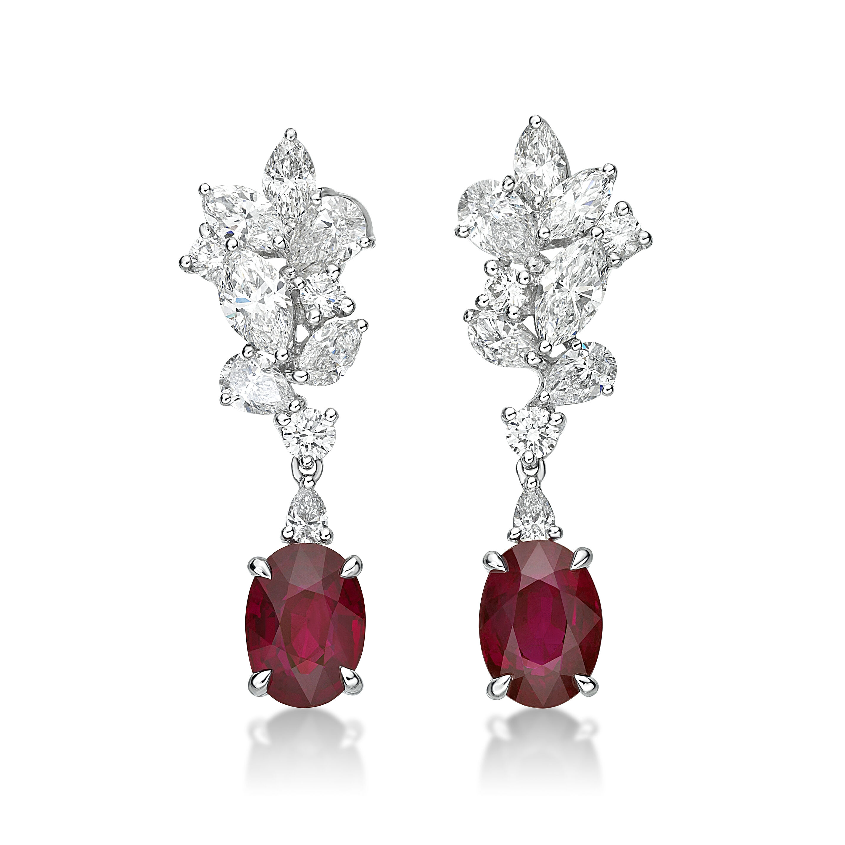 Ruby and Diamond Drop Earrings