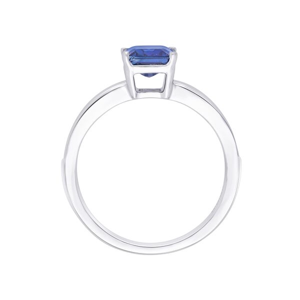 Emerald-Cut Blue Sapphire Diamond Channel Ring