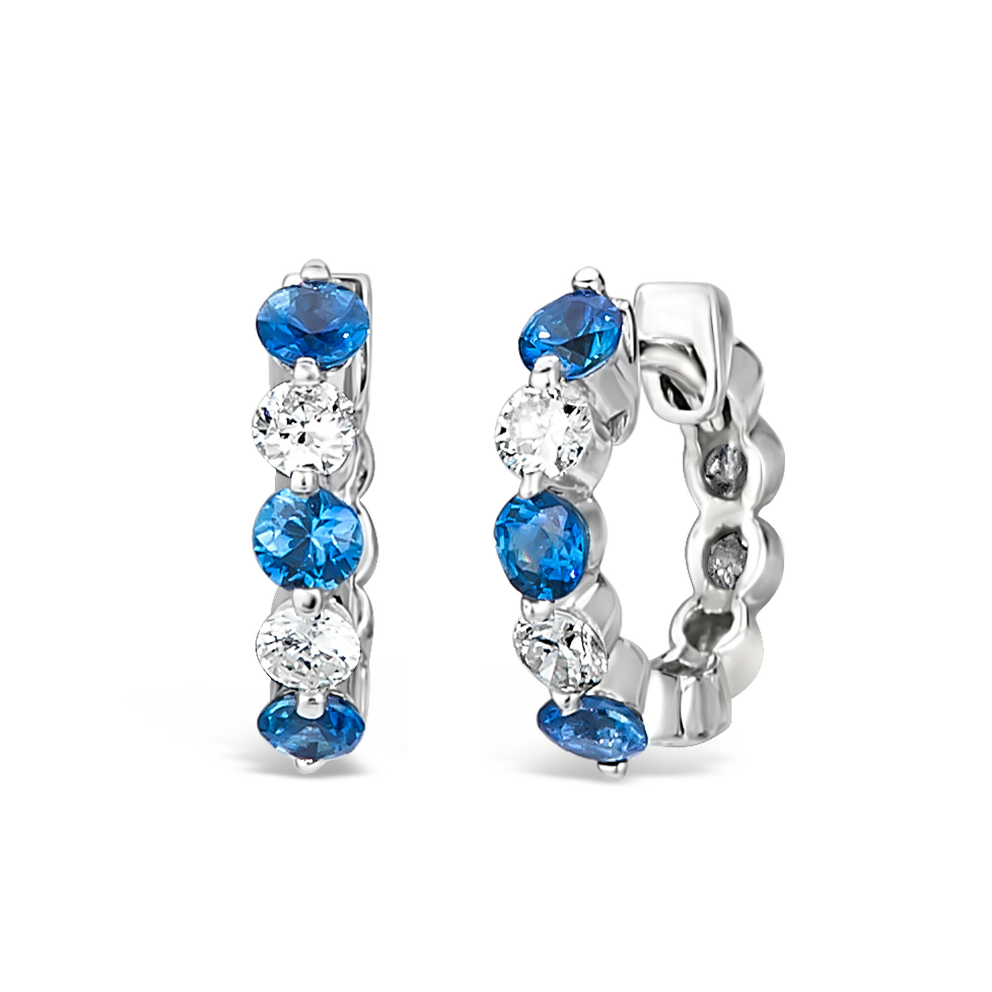 Sapphire diamond best sale hoop earrings
