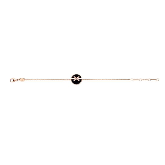 Bracelet Liens Harmony en or rose avec onyx et diamants image number 1