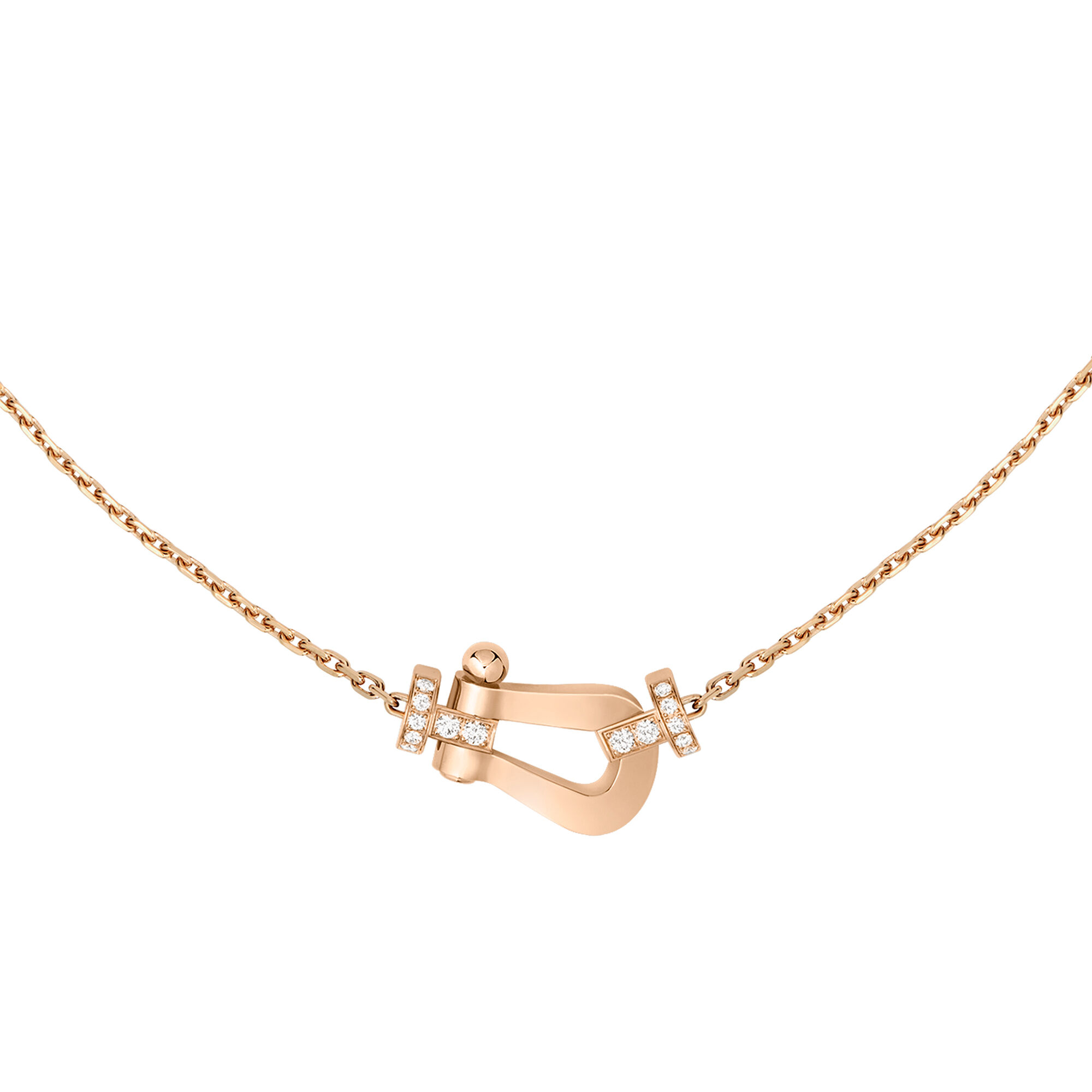 Force 10 Large Rose Gold and Half Pavé Diamond Necklace