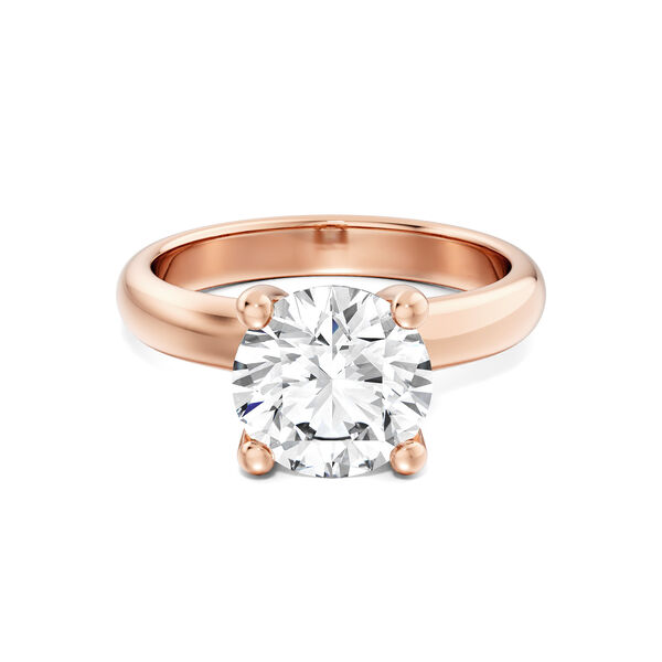 Bague de fian&ccedil;ailles en or rose &agrave; diamant solitaire rond avec accent saphir