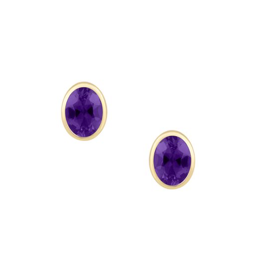 Amethyst Oval Bezel Set Studs image number 1