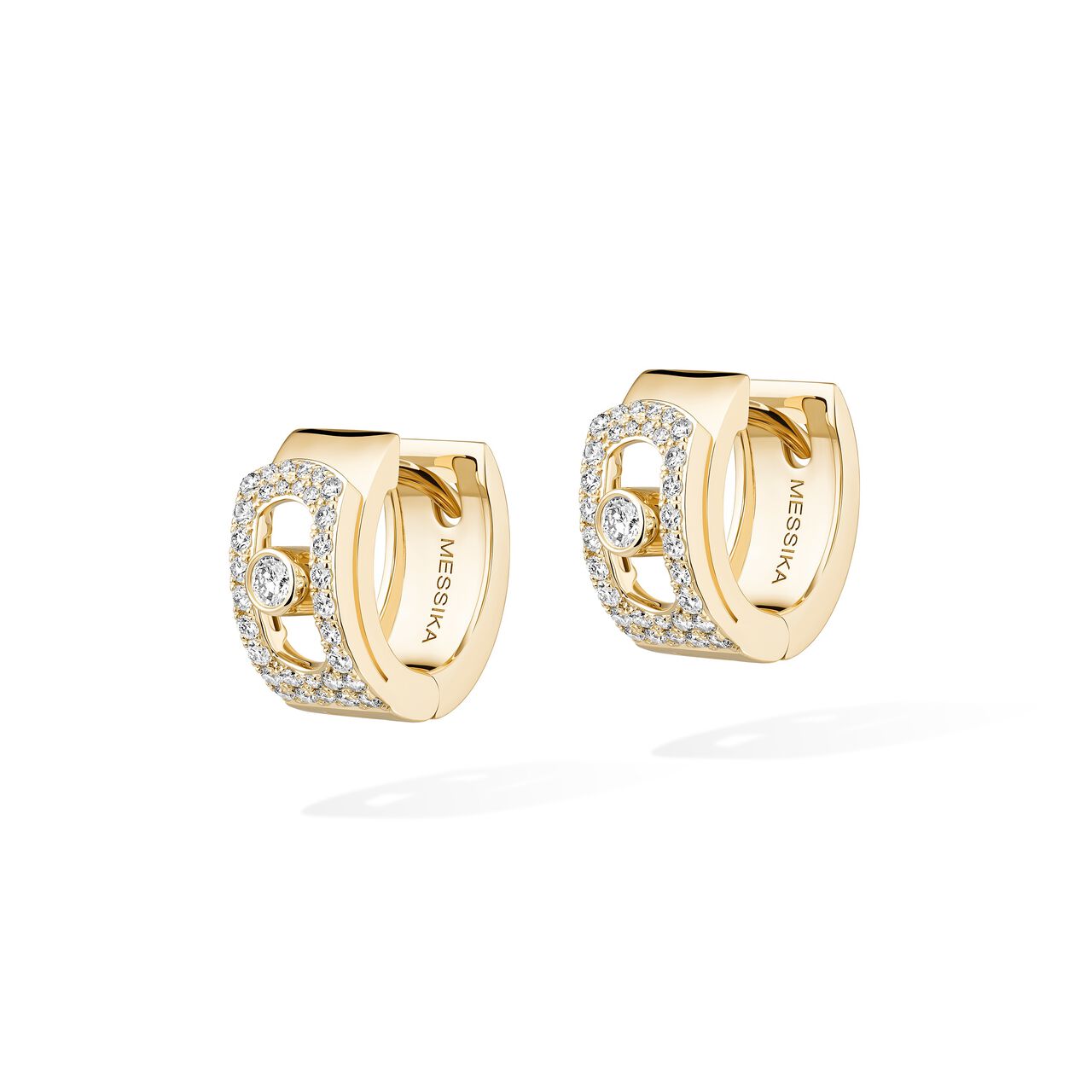 Messika Move Noa Yellow Gold and Diamond Pav&eacute; Hoop Earrings image number 1