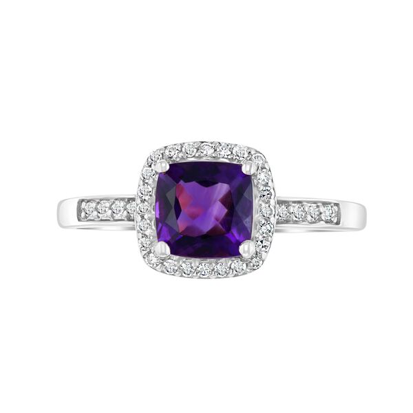 White Gold Amethyst and Diamond Ring