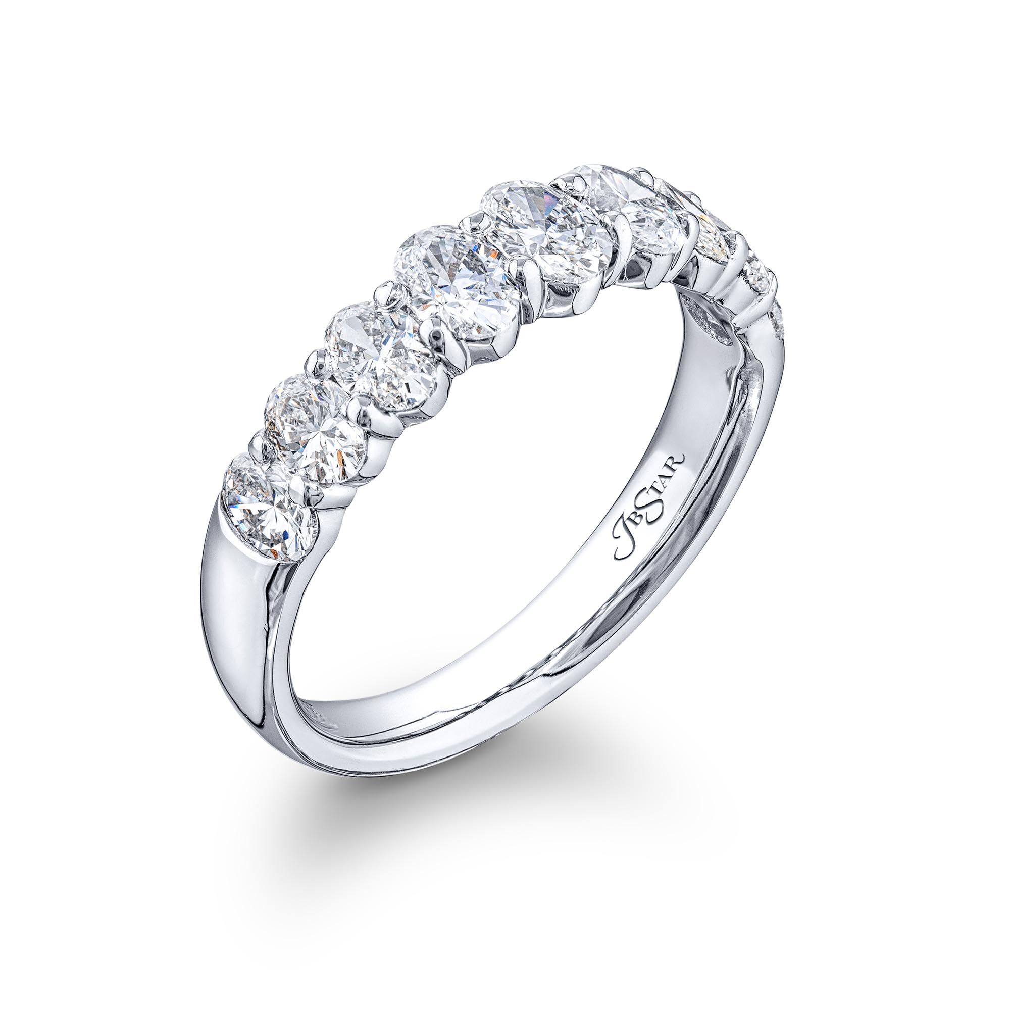 JB Star Oval Cut Diamond Wedding Band Platinum Size 6.25