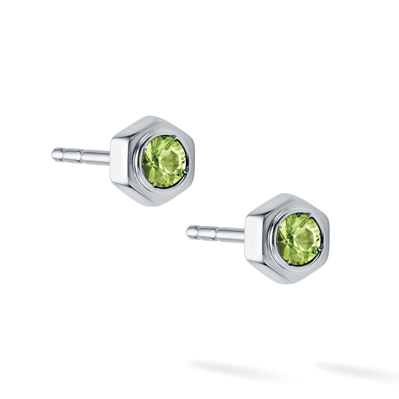 Peridot and Silver Stud Earrings image number 2