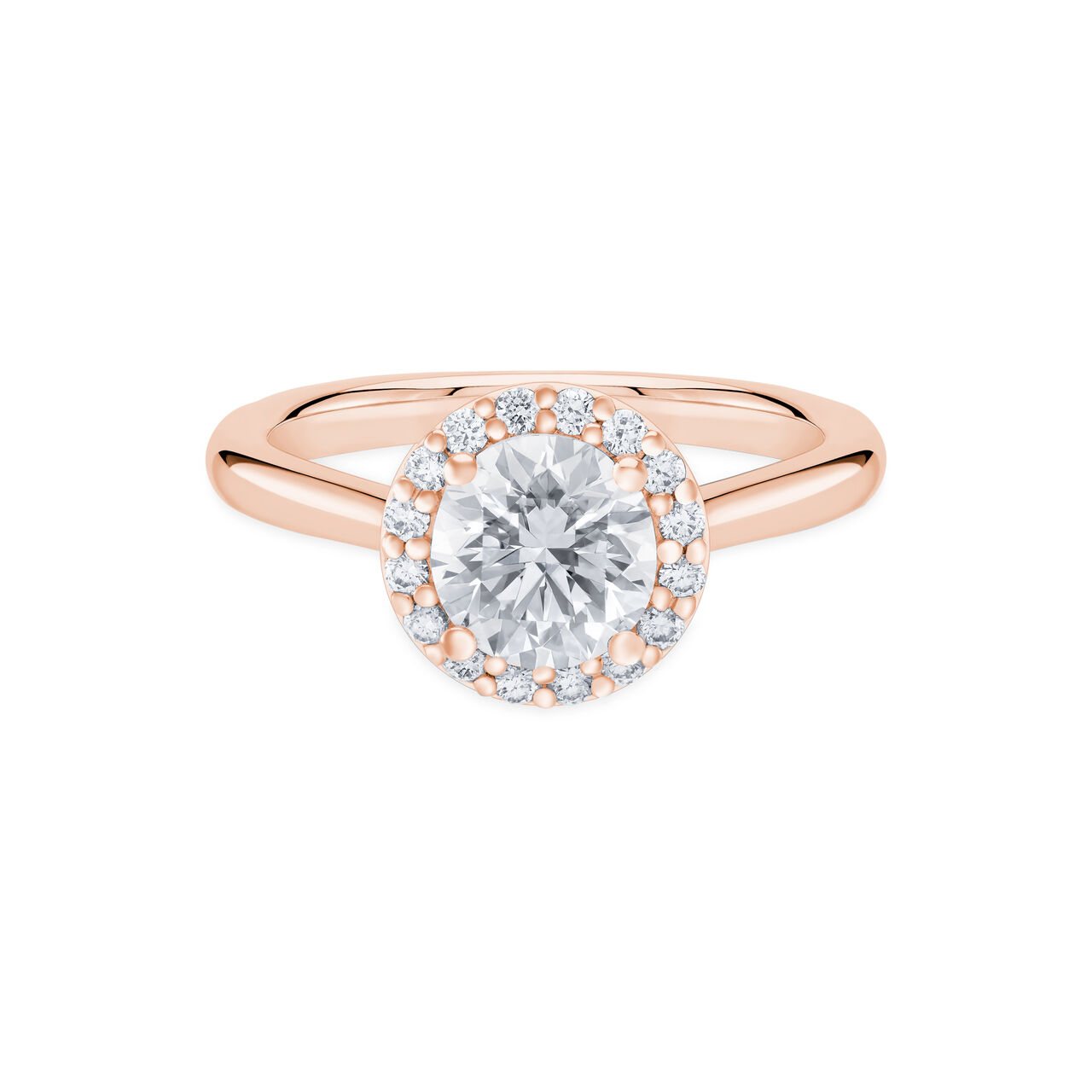 Birks-1879-Rose-Gold-Halo-Engagement-Ring-Front image number 0