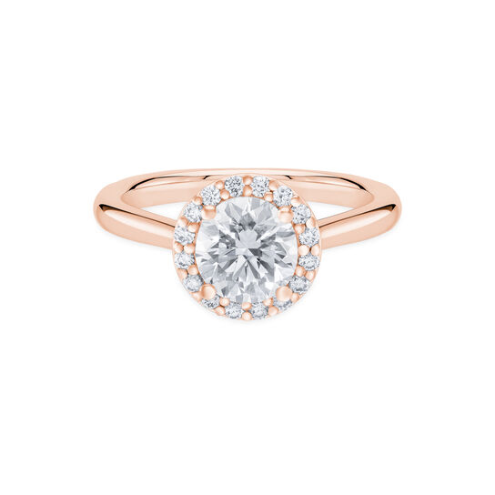 Birks-1879-Rose-Gold-Halo-Engagement-Ring-Front image number 0