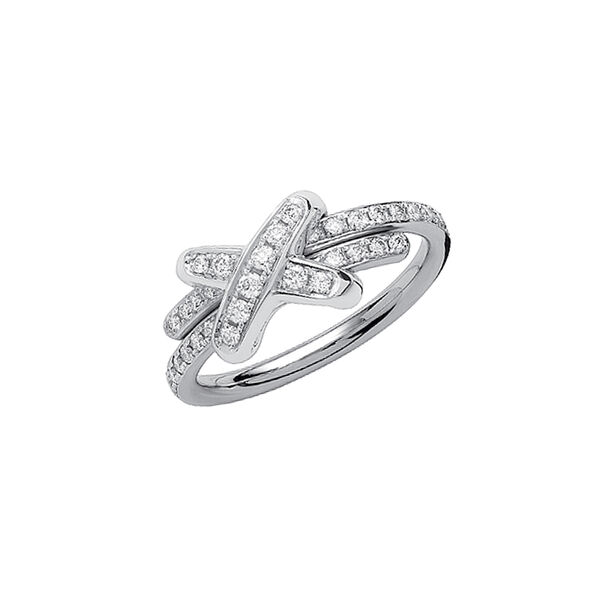 Bague large Jeux de Liens en or blanc pavée de diamants