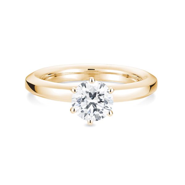 Yellow Gold Round Solitaire Diamond Engagement Ring