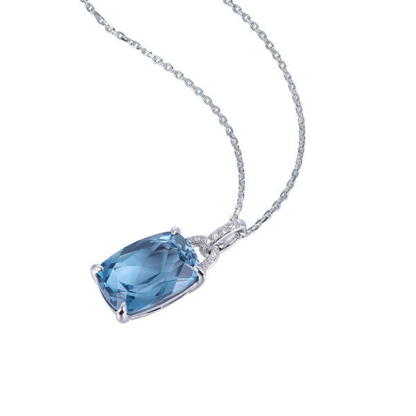 London Blue Topaz Pendant in White Gold