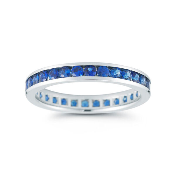 White Gold and 1.50ct Sapphire Channel Set Eternity Wedding Band