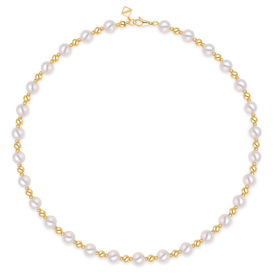 Birks Essentials Yellow Gold Bead and Freshwater Pearl Necklace image number 0