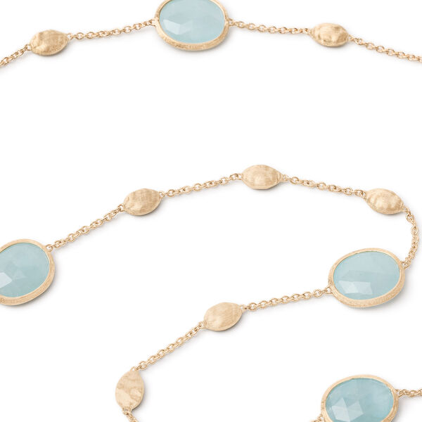 Siviglia Yellow Gold and Aquamarine Station Necklace