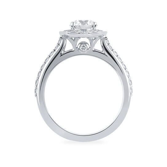 Birks 1879 Heirloom Round Solitaire Diamond Engagement Ring with Halo And Diamond Band image number 3