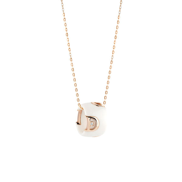 Pendentif D.Icon en ceramique blanche avec or rose et diamants