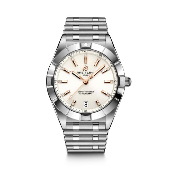 maison birks breitling chronomat quartz 32 steel white diamonds a77310101a3a1 image number 0