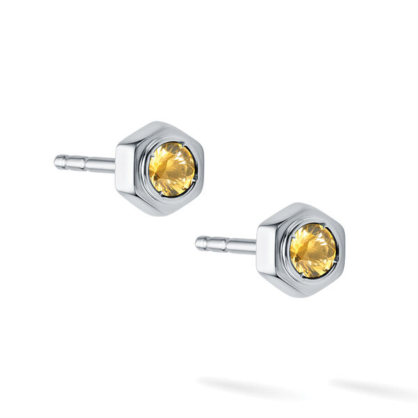 Citrine and Silver Stud Earrings