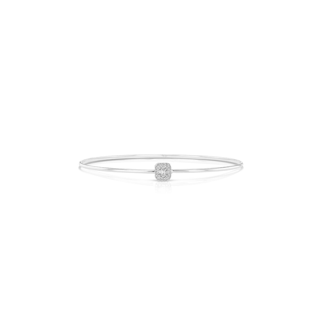 Uneek Stackable White Gold and Diamond Cluster Bangle image number 0