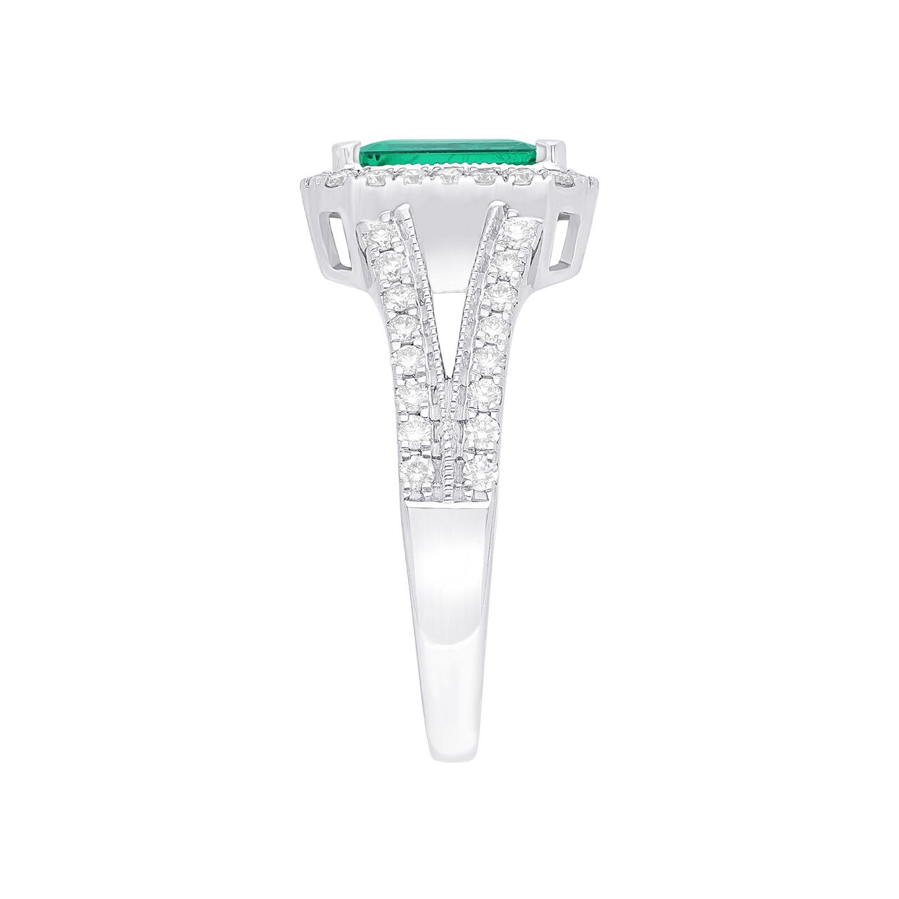 maison birks salon green emerald diamond halo split shank sg12183r side image number 3