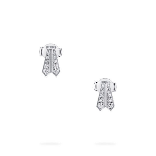 Front view of Birks Beekeeper white gold earrings with round diamonds image number 0